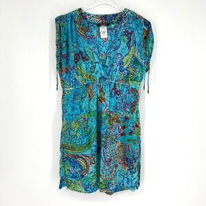 Ralph Lauren Dress Womens M Blue Paisley Lightweight Coverup Vacation Maximalist
